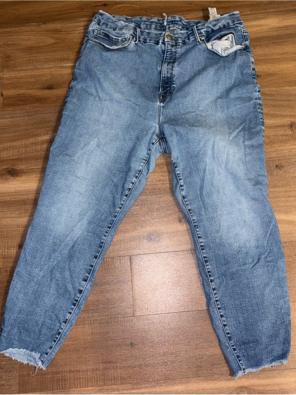Good American Light Blue Ankle Crop Jeans